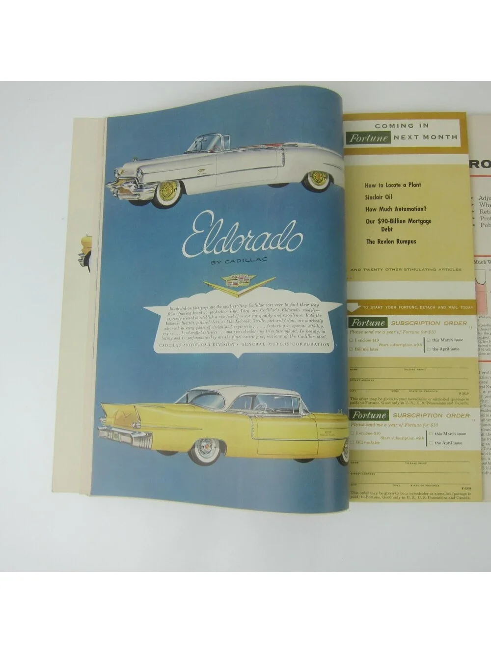 Vintage FORTUNE Magazine March 1956 General Motors, Ford, Cadillac, Buick Ads